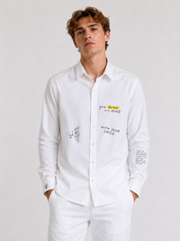 Verse Mindscape White Cotton Shirt