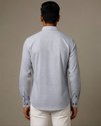 Ice Blue Micro Print Cotton Shirt