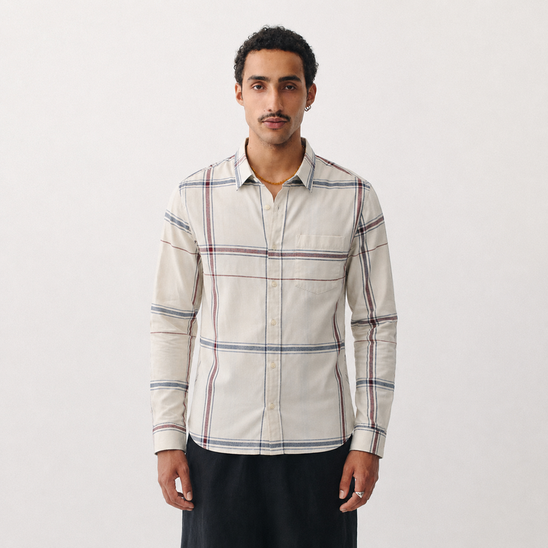 Beige Multi-Check Cotton Shirt