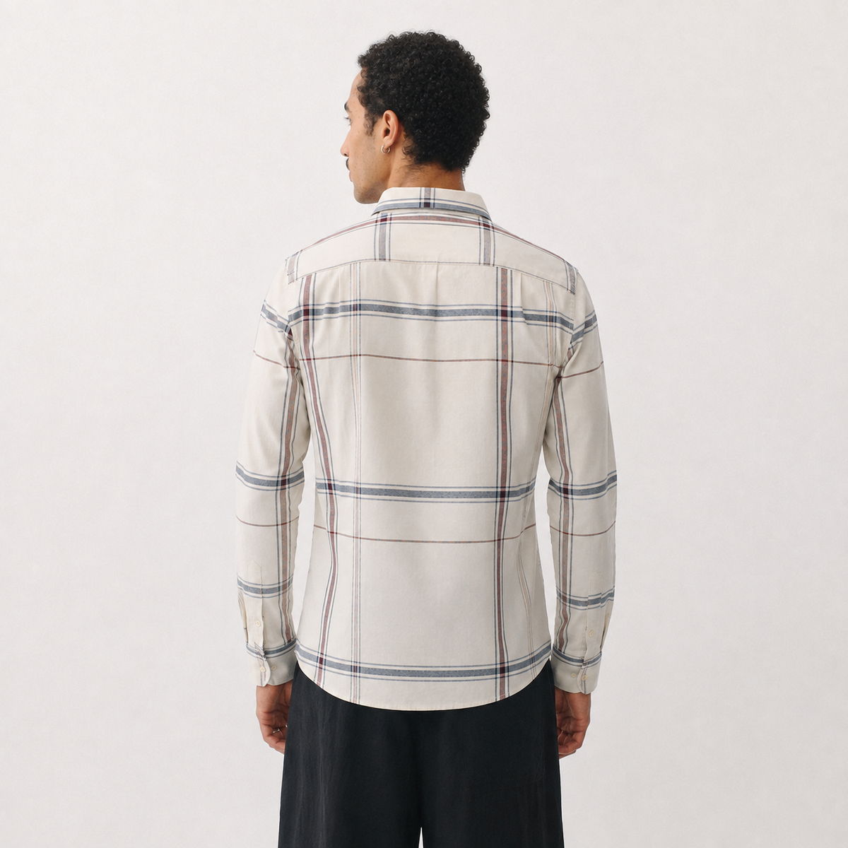 Beige Multi-Check Cotton Shirt
