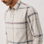 Beige Multi-Check Cotton Shirt