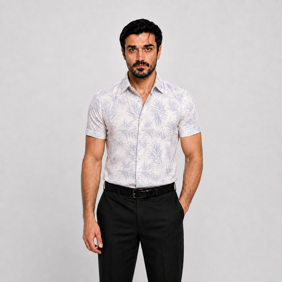 Blue Tropics Cotton Slub Shirt
