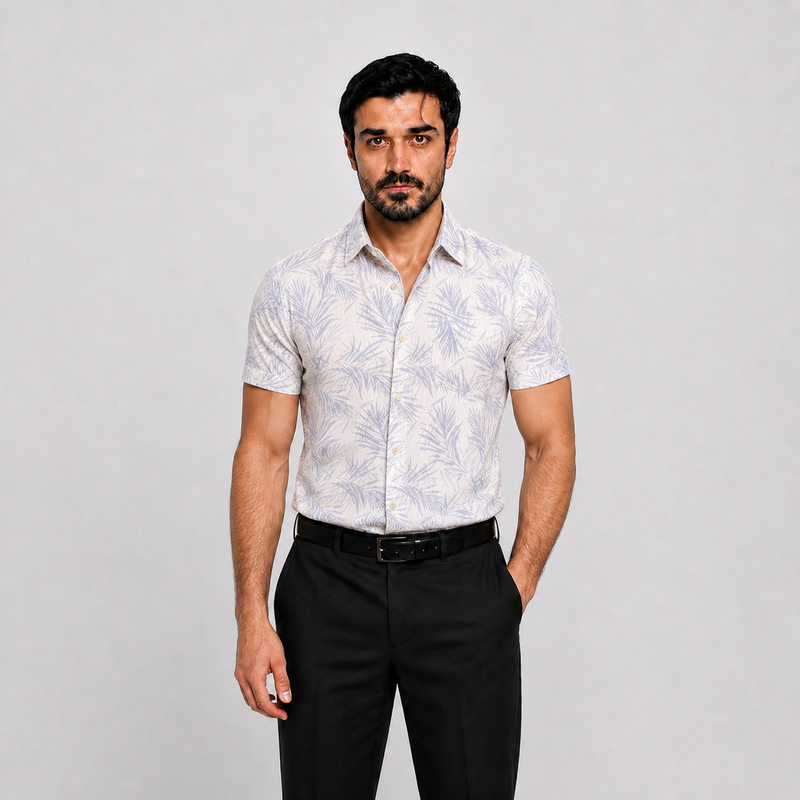 Blue Tropics Cotton Slub Shirt