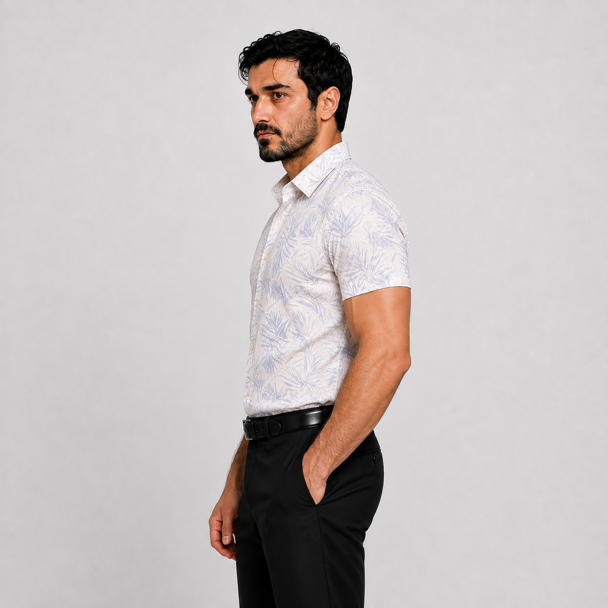 Blue Tropics Cotton Slub Shirt
