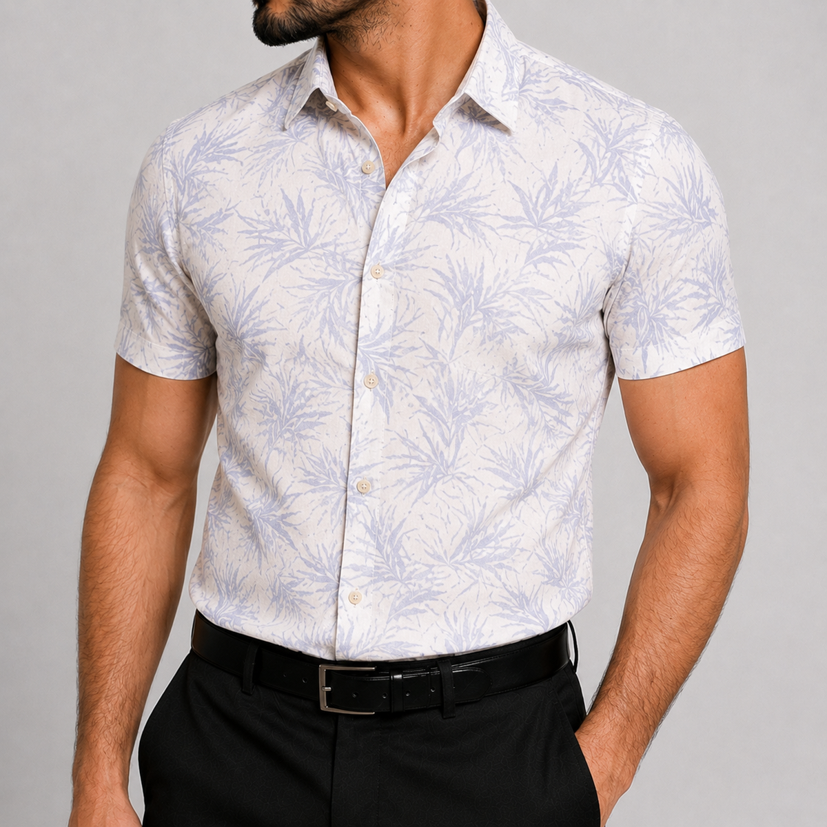 Blue Tropics Cotton Slub Shirt