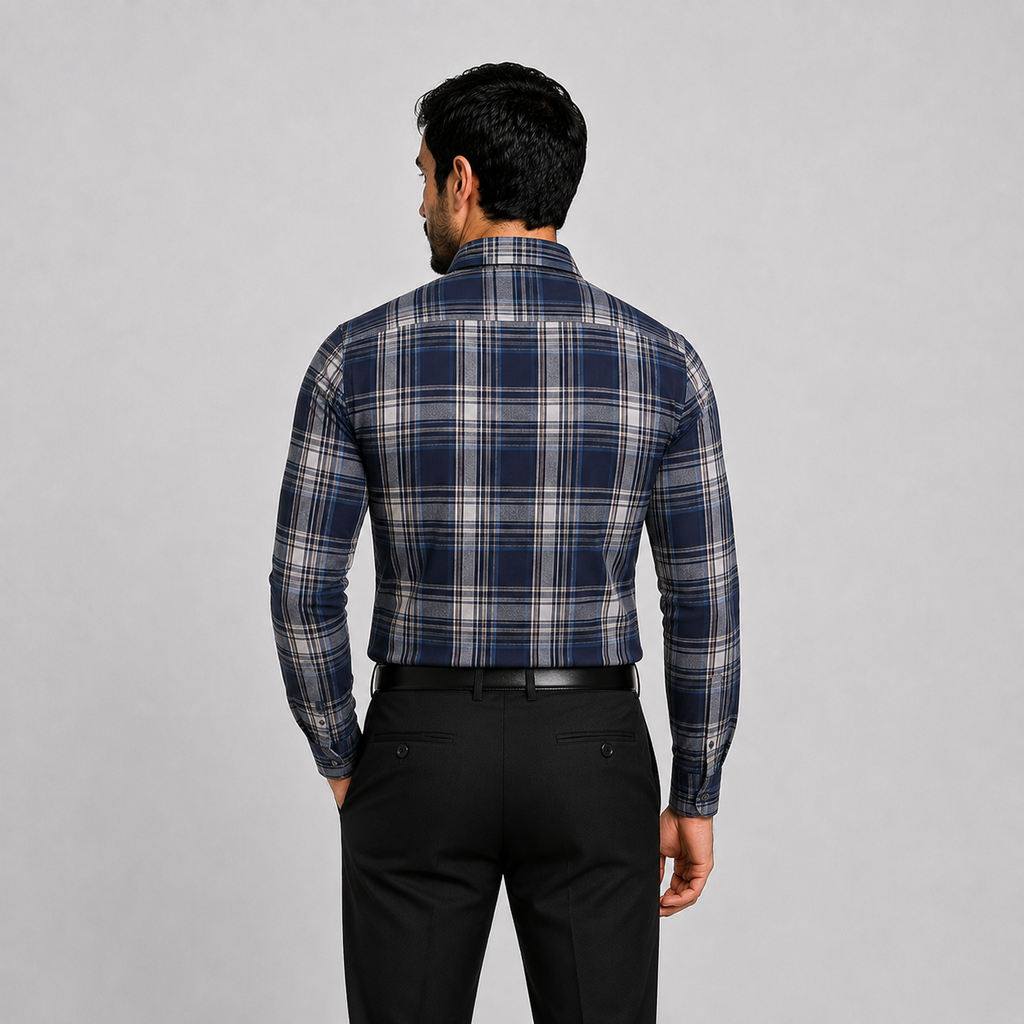 Blue Plaid Cotton Shirt