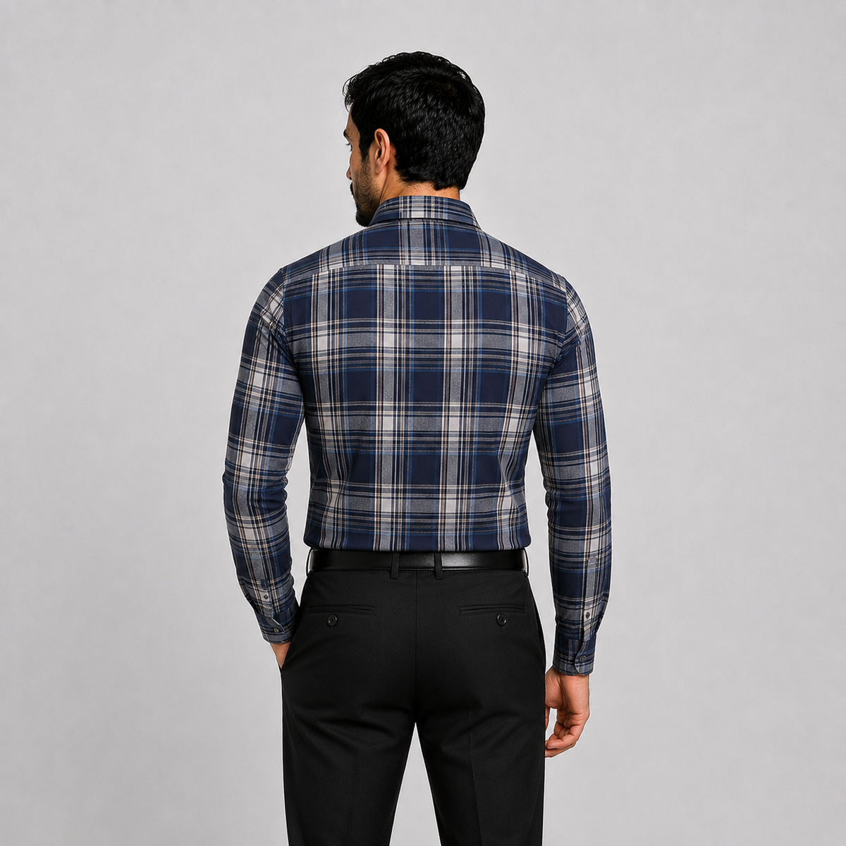 Blue Plaid Cotton Shirt