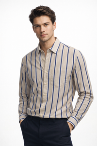 VERSE Sand Stripe Cotton Shirt