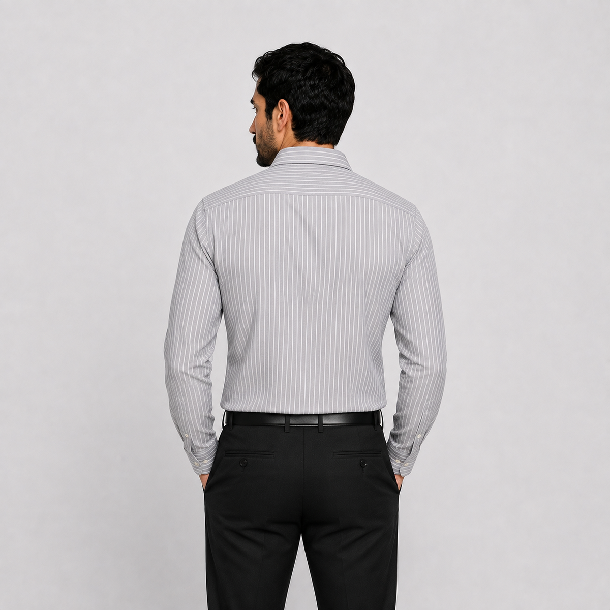 Grey Pinstripe Cotton Shirt