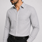 Grey Pinstripe Cotton Shirt
