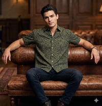 VERSE Olive Botanical Cotton Shirt
