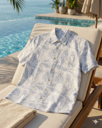 Verse Blue Tropics Cotton Slub Shirt