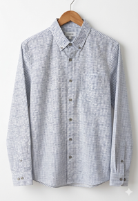 Verse White Navy Crest Print Cotton Shirt