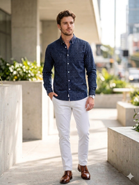 Verse Midnight Dot Cotton shirt