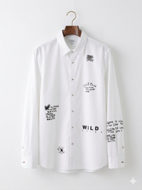Verse Script White Cotton Shirt