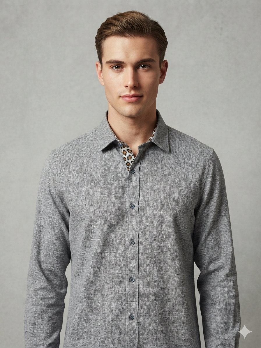 VERSE Ash Grey Linen Shirt