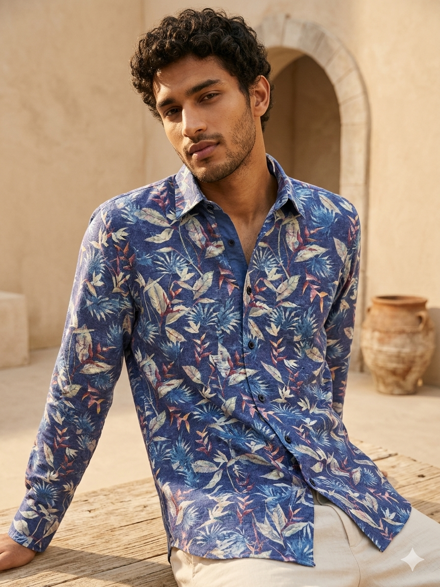 VERSE Midnight Tropics Linen Shirt