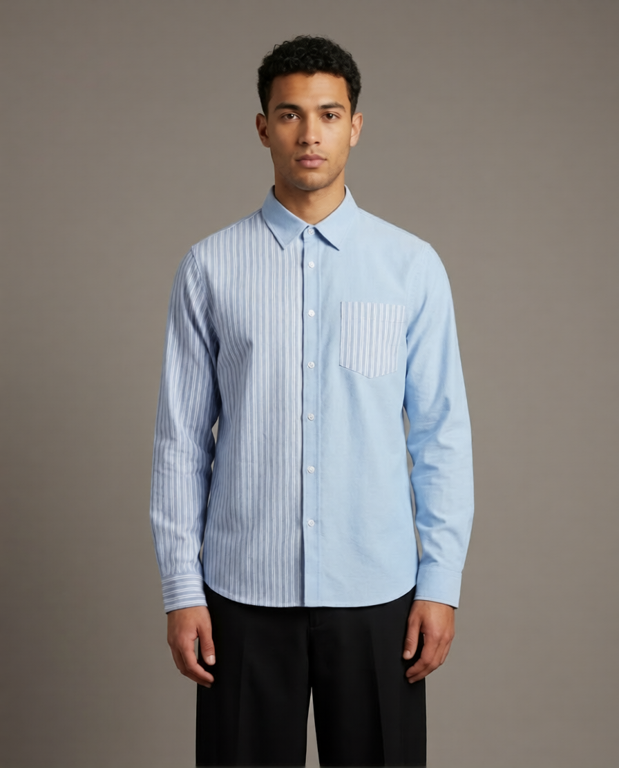 Blue Stripe Cotton Stretch Shirt