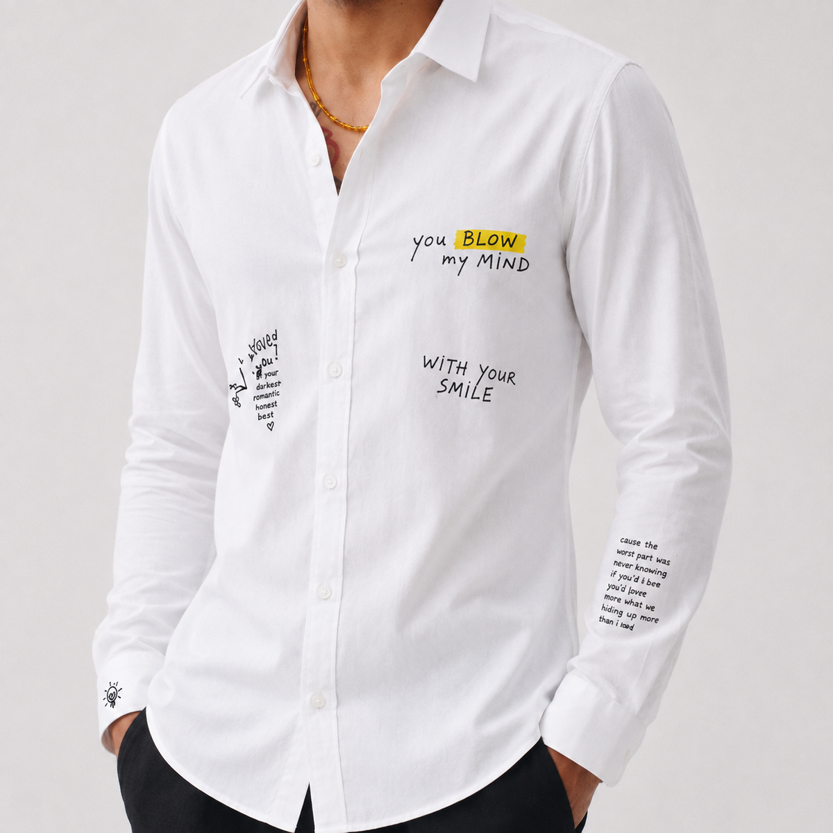 Mindscape White Cotton Shirt
