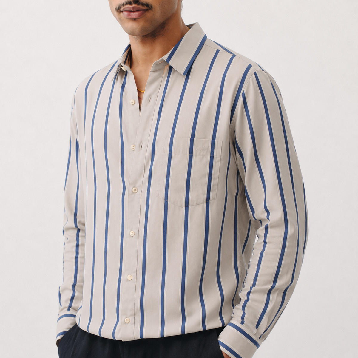 Sand Stripe Cotton Shirt