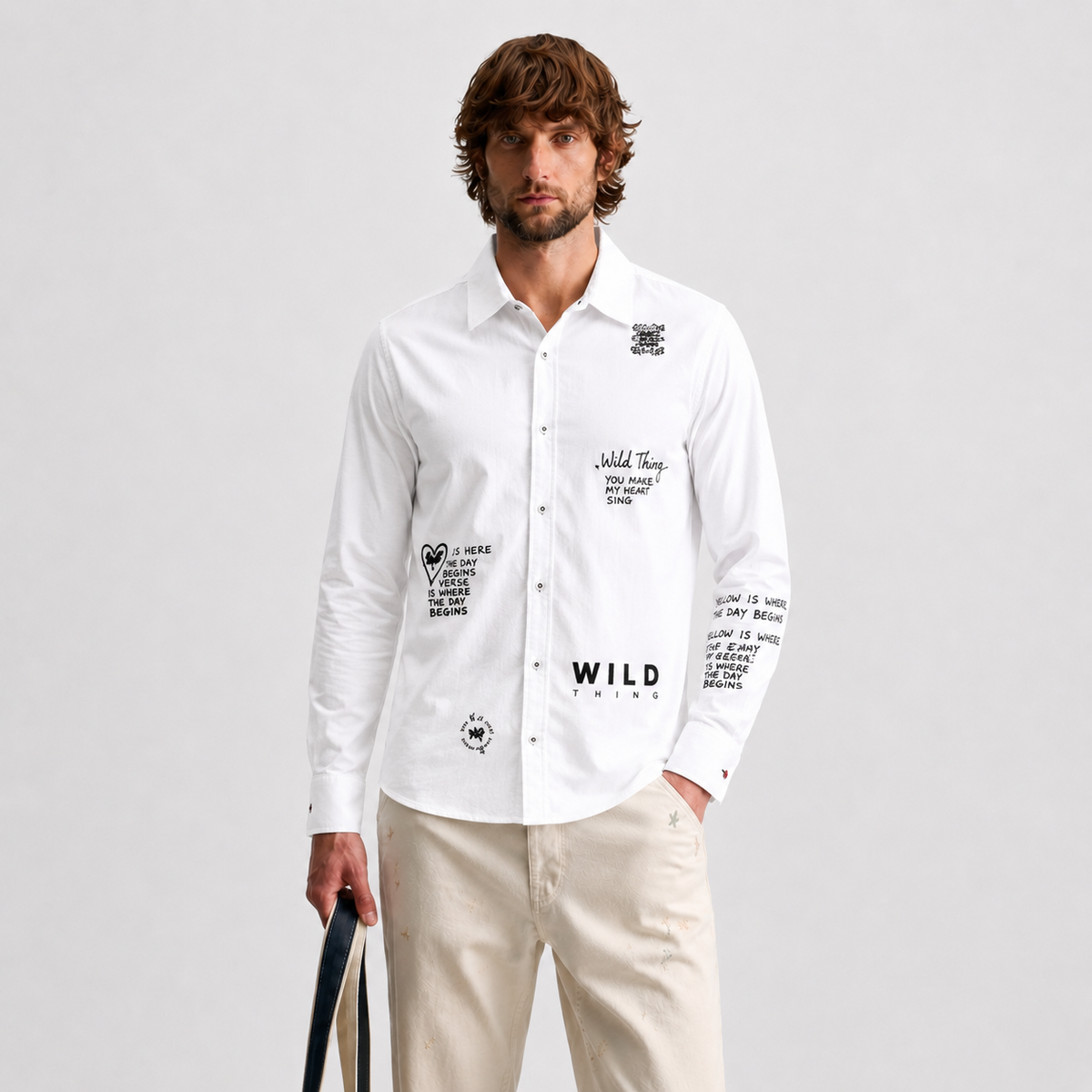 Script White Cotton Shirt
