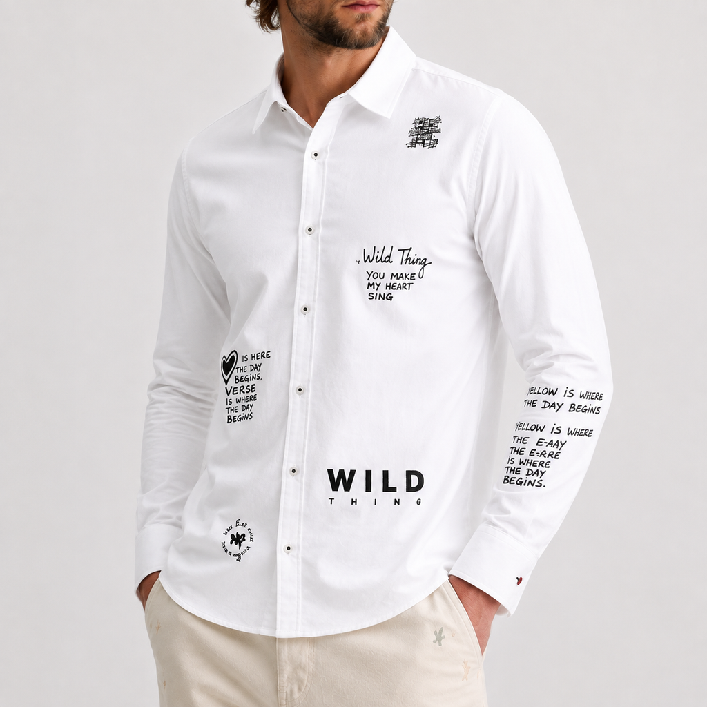 Script White Cotton Shirt