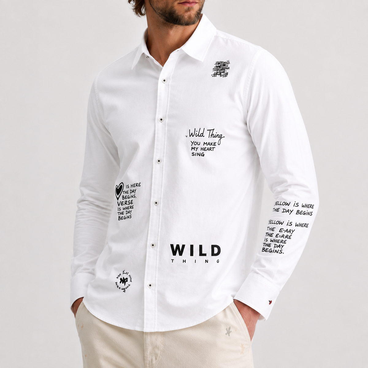 Script White Cotton Shirt