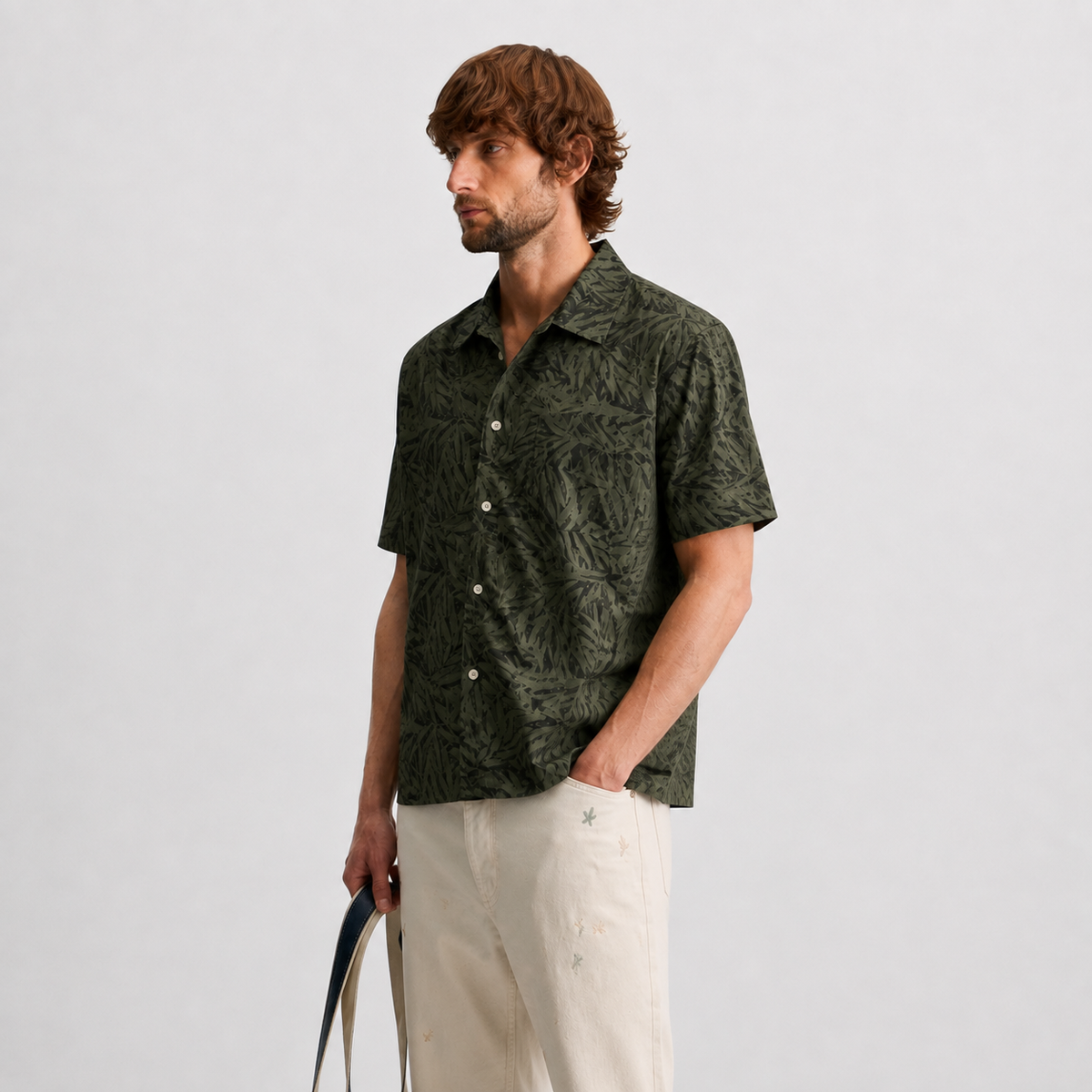 Olive Botanical Cotton Shirt