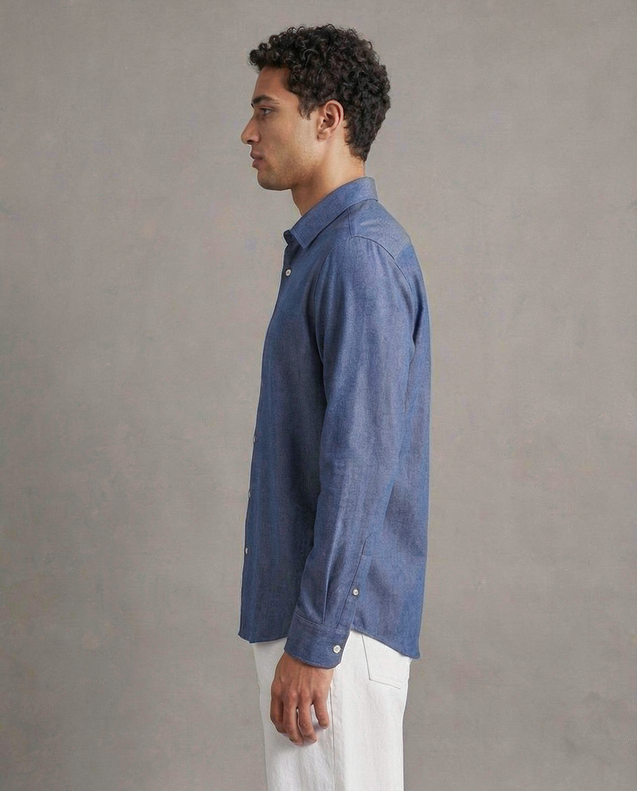 Midnight Blue Cotton Stretch Shirt