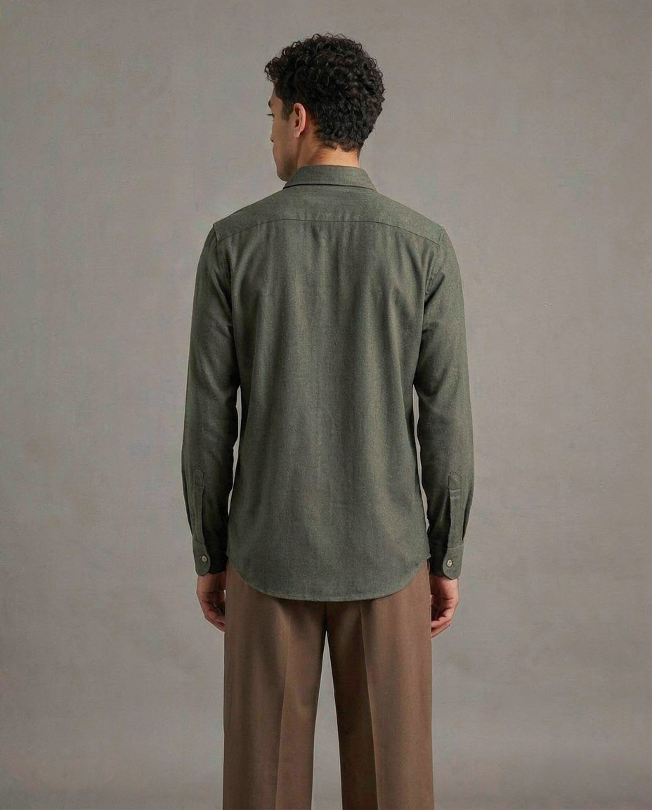 Olive Green  Cotton Stretch Shirt