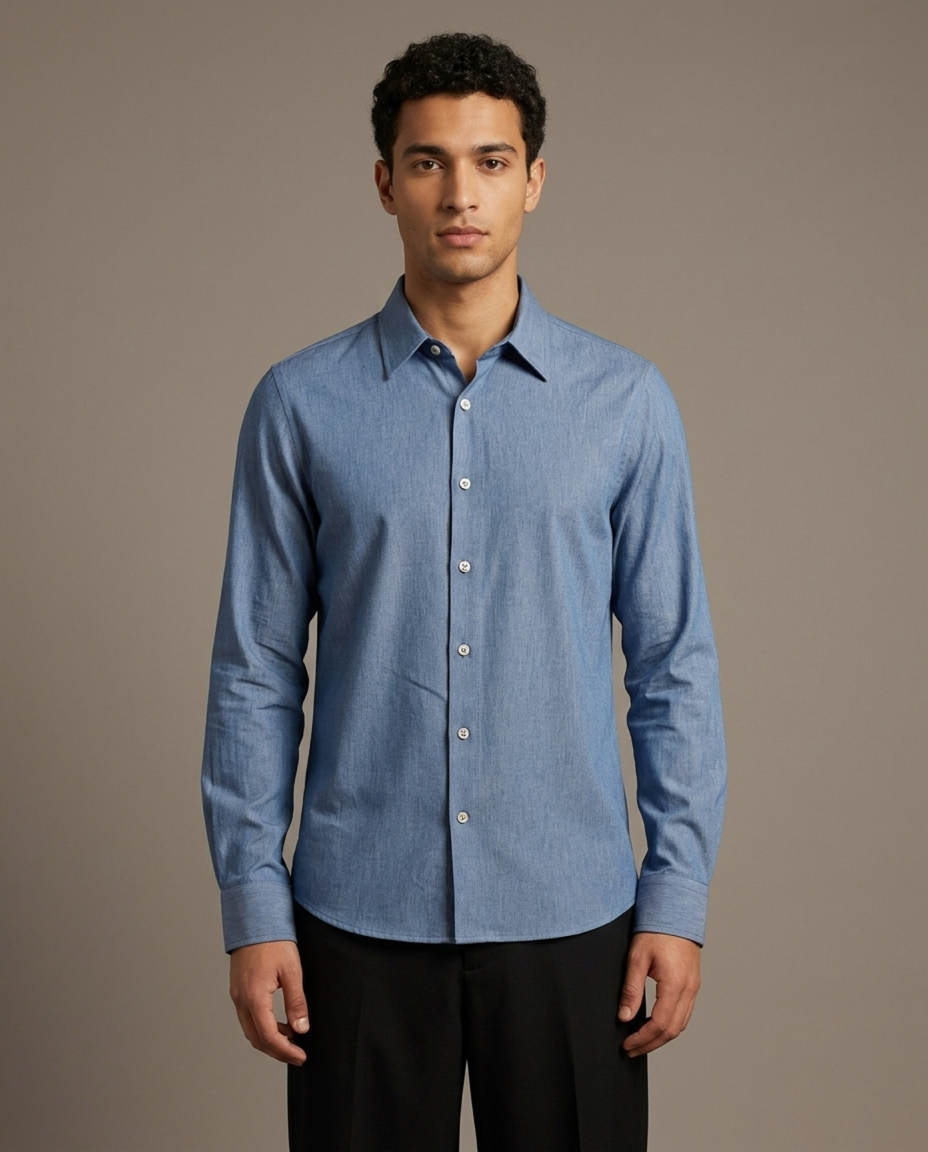 Sky Blue Cotton Stretch Shirt