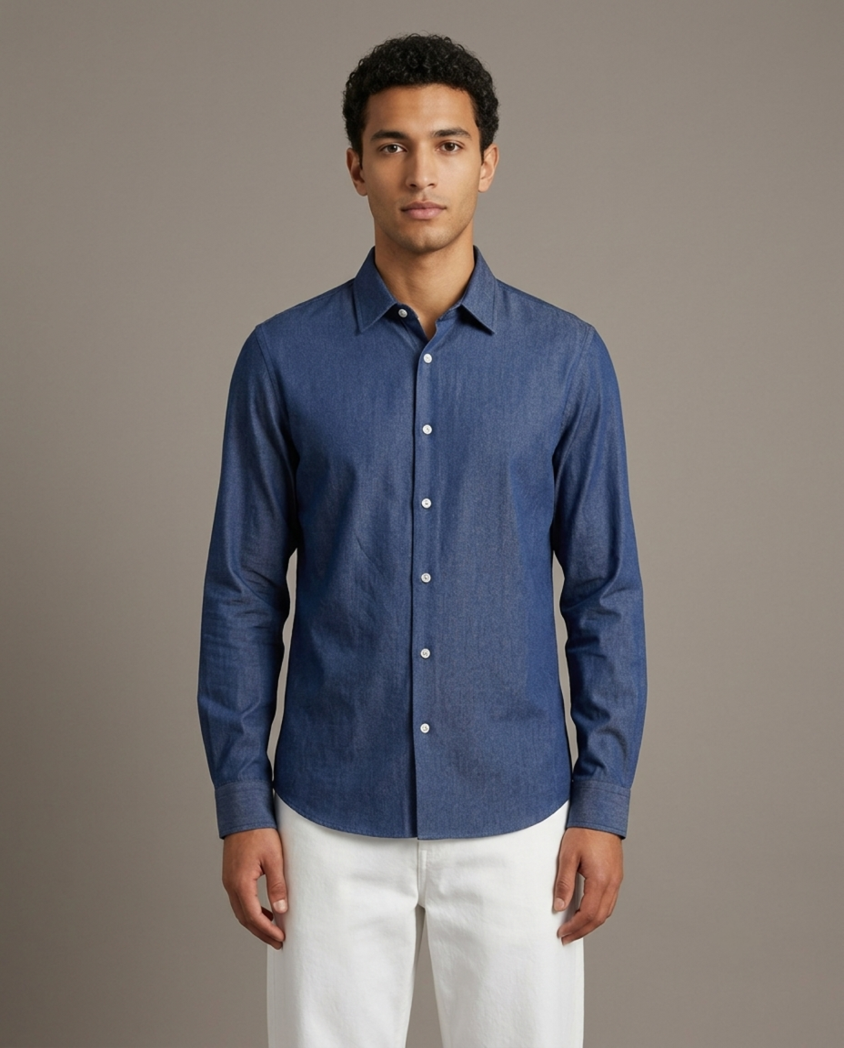 Midnight Blue Cotton Stretch Shirt