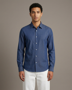 Midnight Blue Cotton Stretch Shirt