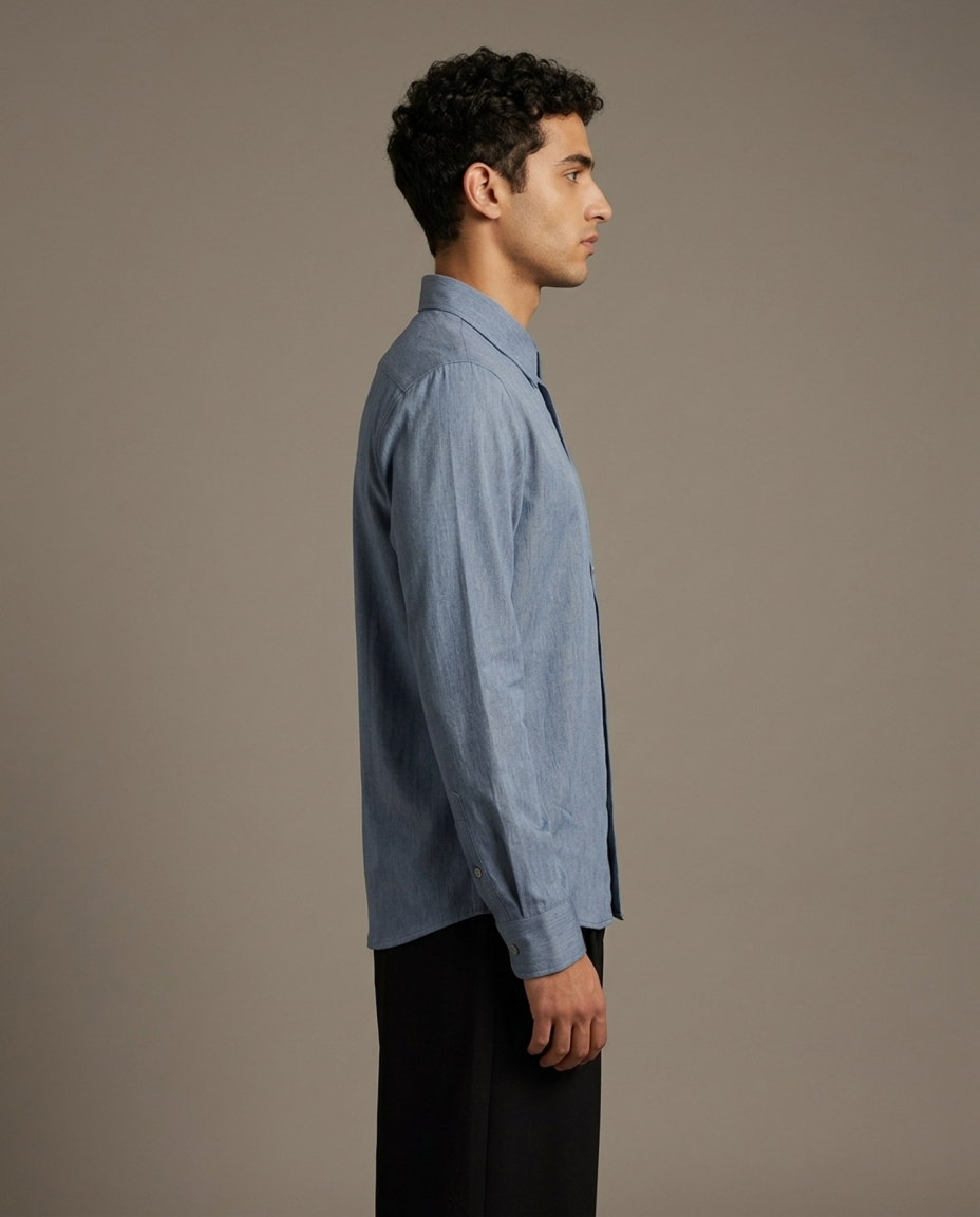 Sky Blue Cotton Stretch Shirt